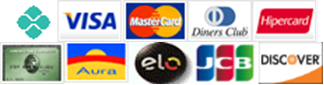Aceitamos Pix, Visa, Mastercard, Elo, American Express, Hipercard e outras bandeiras de cartão.